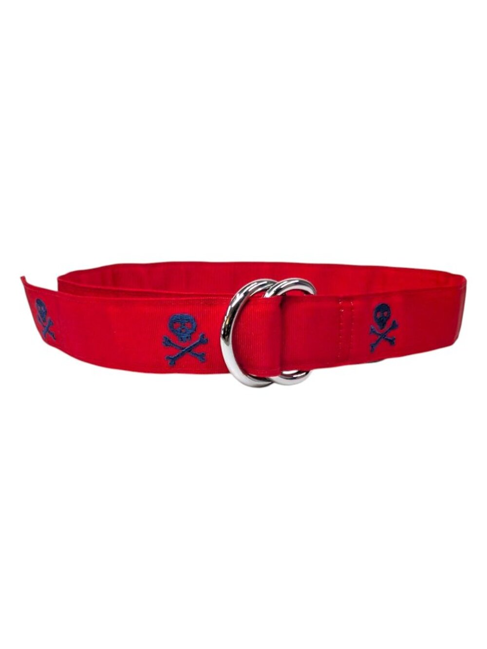 Vineyard Vines Skull Crossbones D Ring Belt Boys Jetty Red Blue Size L